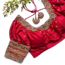 Dress up your style with our stunning Red Pink embroidery blouse