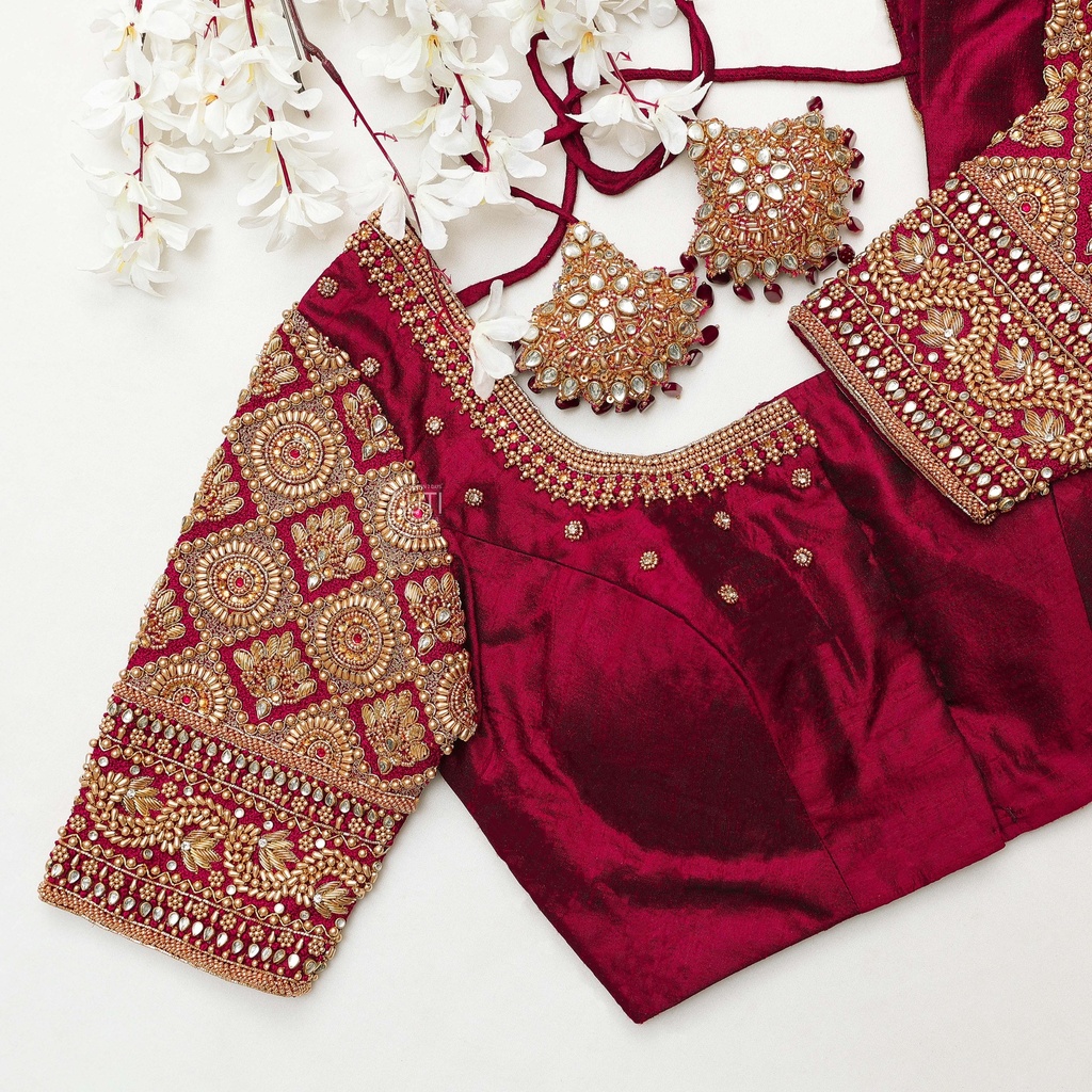 Dark Maroon embroidery blouse