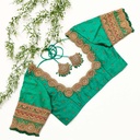 Introducing our exquisite "Green Blue embroidery blouse
