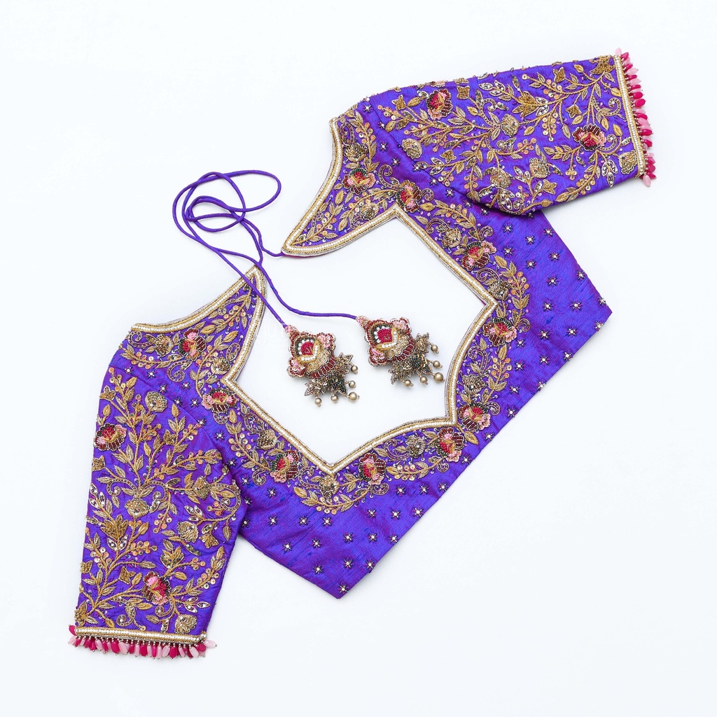 Introducing our stunning Purple Blue embroidery blouse