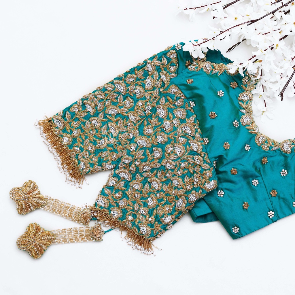 Feeling bridal bliss in this stunning teal blue blouse