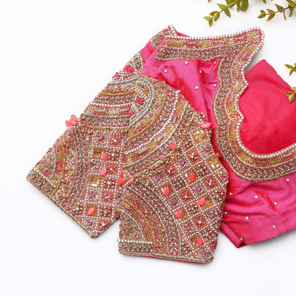 Stay stylish and sophisticated with this gorgeous pink embroidery blouse