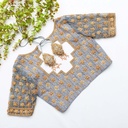 French Grey embroidery blouse