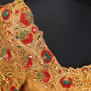 Stunning gold and red blouse.