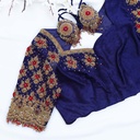 Simply blooming Navy blue blouse with golden Embroidery Designs