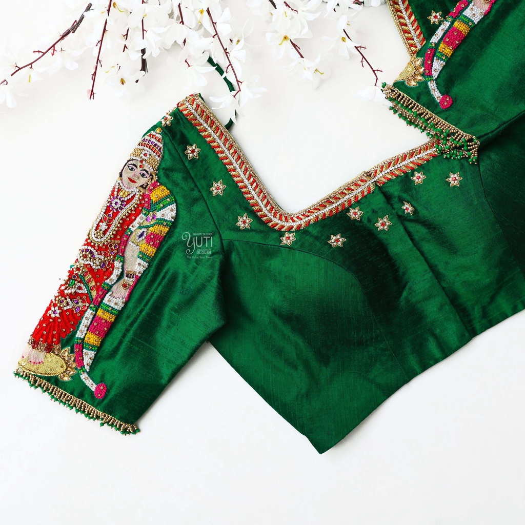 Bottle Green embroidery blouse
