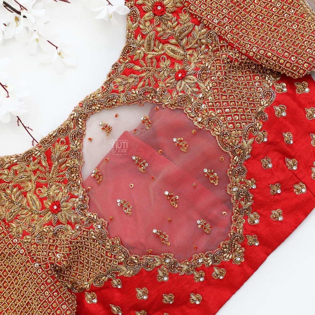 Introducing our exquisite Guardsman Red embroidery blouse