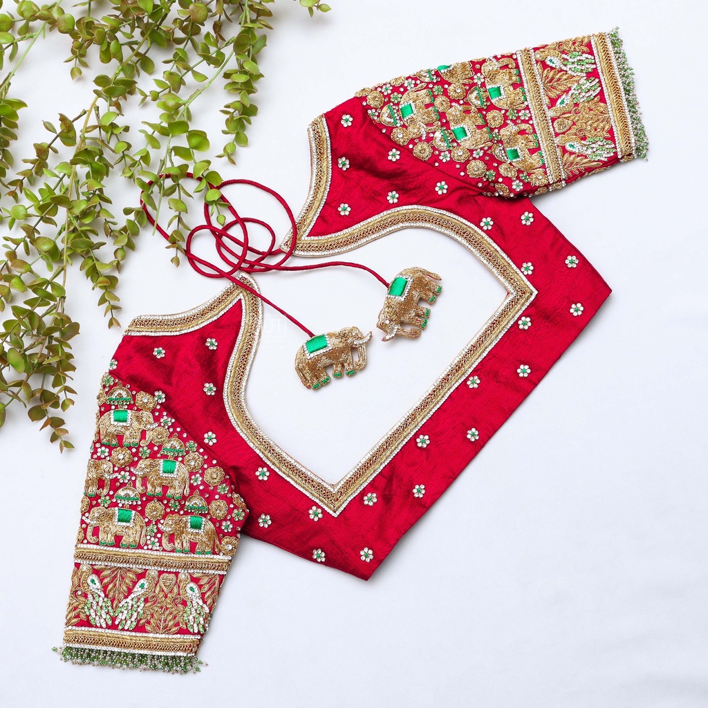 Red   embroidery blouse