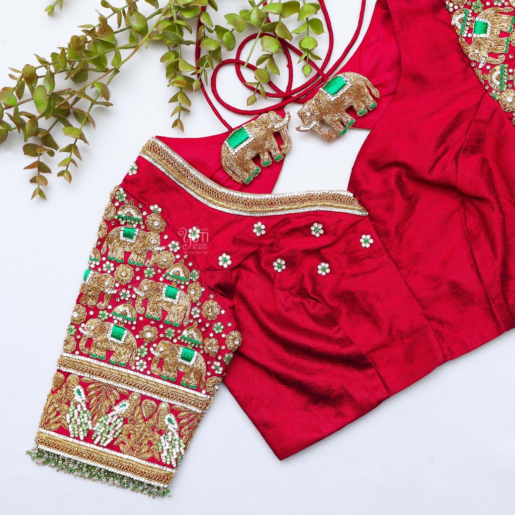 Red   embroidery blouse