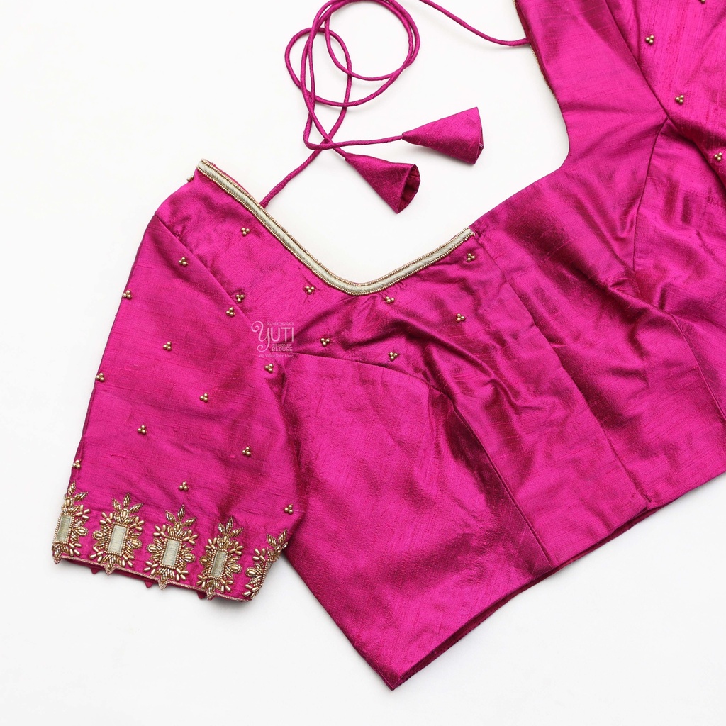Blushing in this stunning Cerise Pink Bridal Blouse
