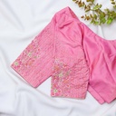 Blushing bride in this stunning pastel magenta bridal blouse