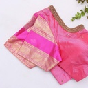 Feeling pretty in this elegant light pink designer blouse