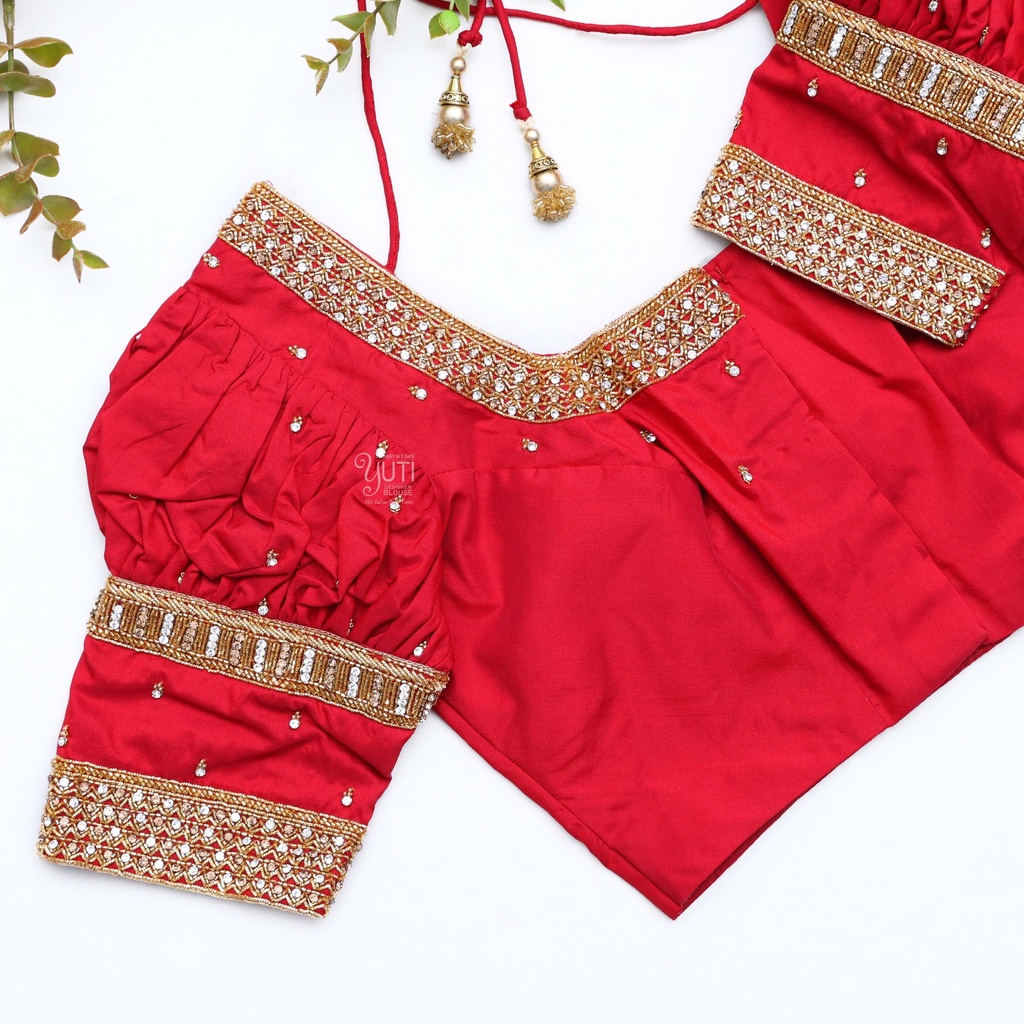 Celebrating love and elegance with this stunning red bridal blouse