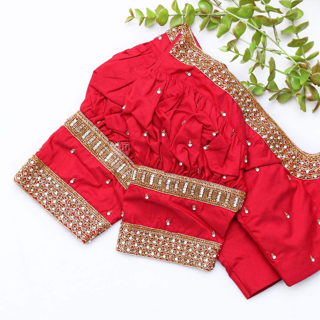 Celebrating love and elegance with this stunning red bridal blouse