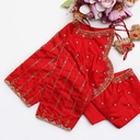 A stunning blend of red and gold, this bridal blouse