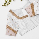 A vision in white, this bridal blouse is elevated with stunning gold embroidery