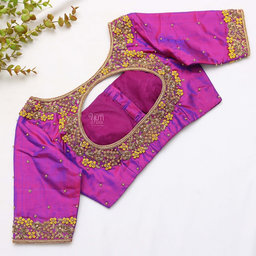 Violent Violet Embroidery bridal blouse