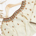 Half white blouse with mango kemp