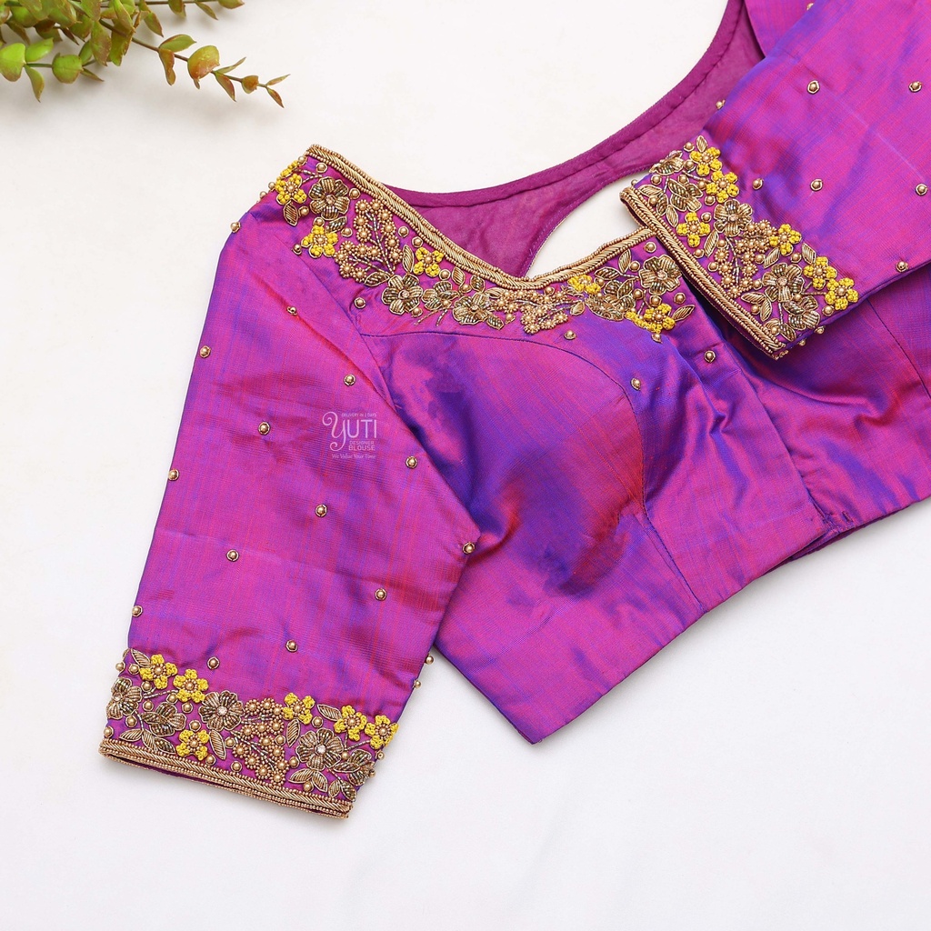 Violent Violet Embroidery bridal blouse