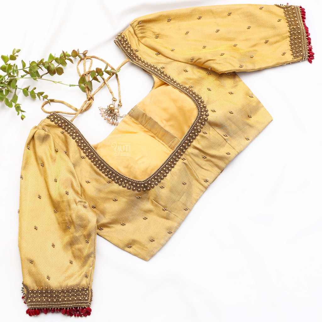 Gold Embroidery bridal blouse