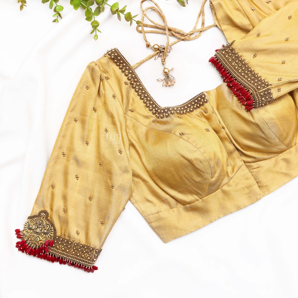 Gold Embroidery bridal blouse