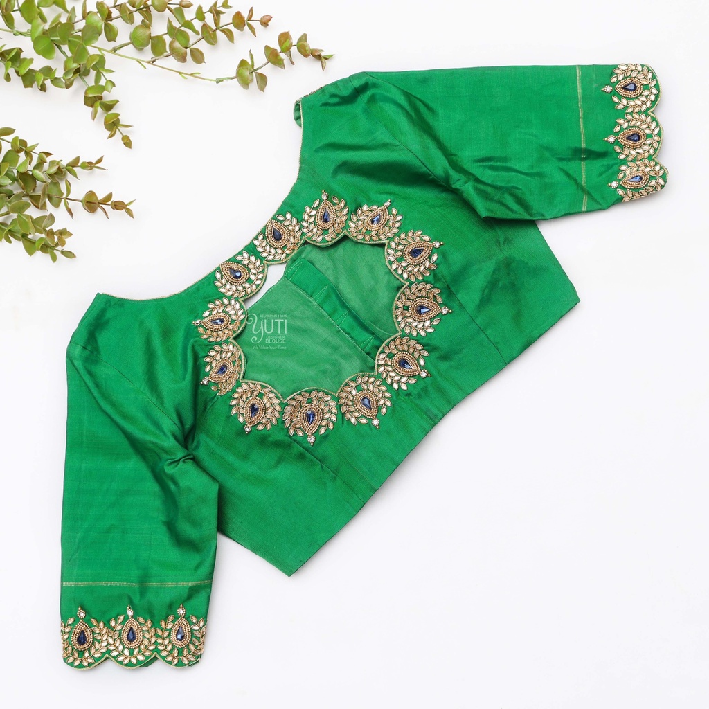 Green embroidery bridal blouse