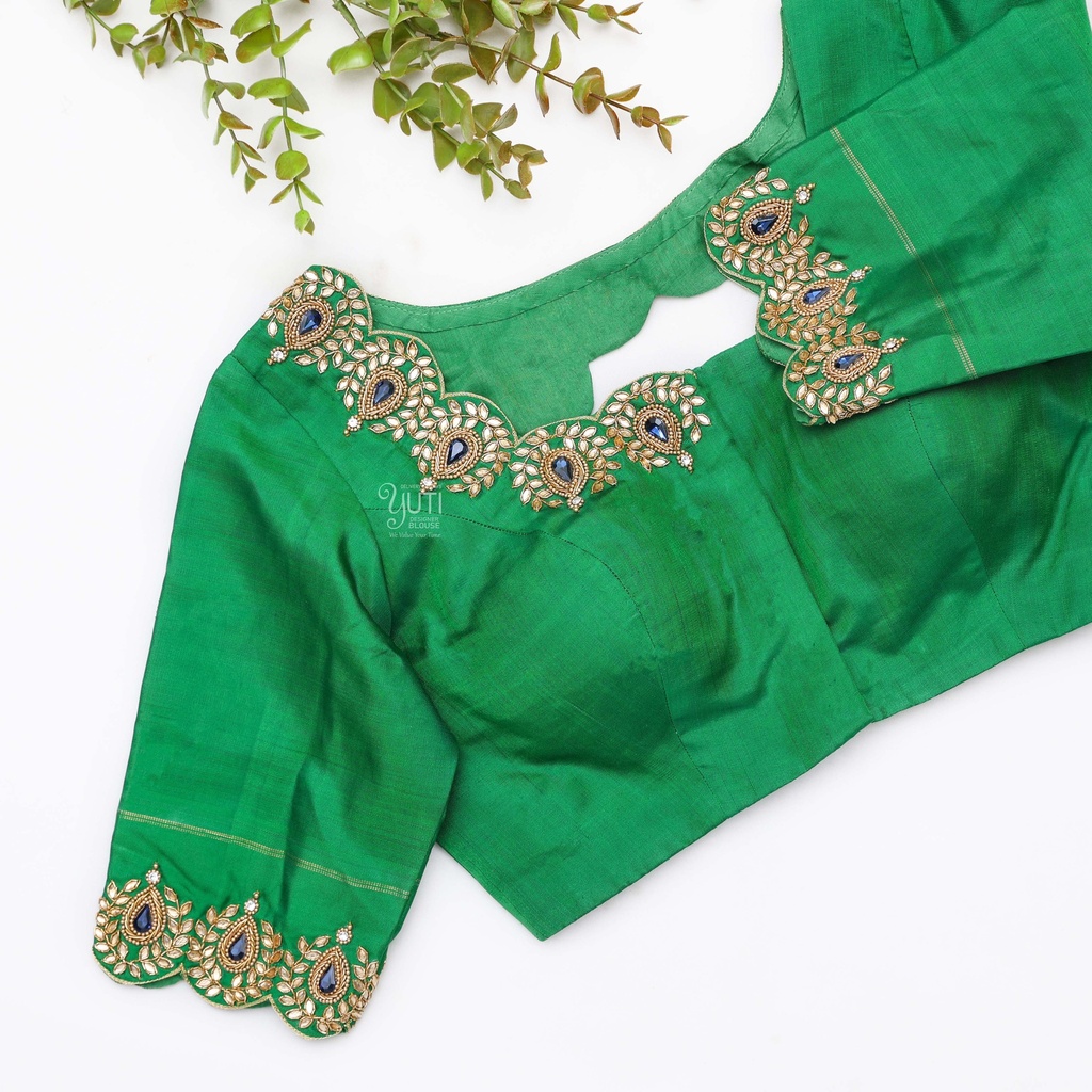 Green embroidery bridal blouse