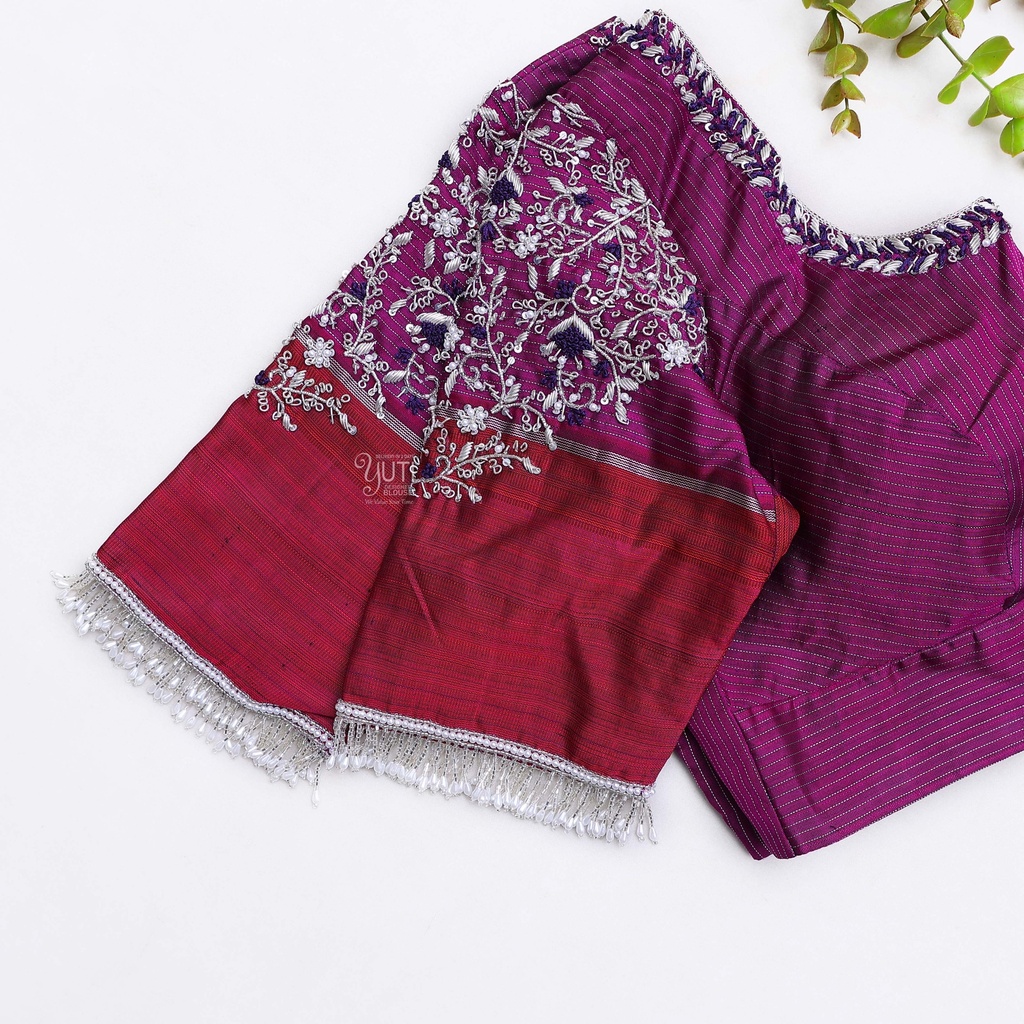 bridal look with this stunning brownish purple blouse