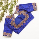 Blue color embroidery bridal blouse