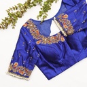 Blue color embroidery bridal blouse