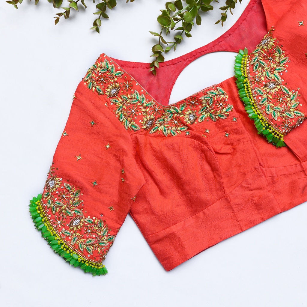 Pink embroidery bridal blouse