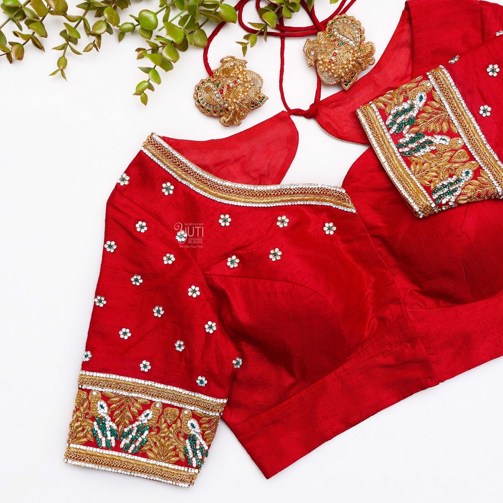 Red blouse with a gold border
