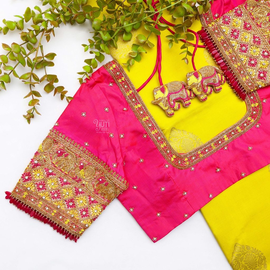 Pink embroidery bridal blouse
