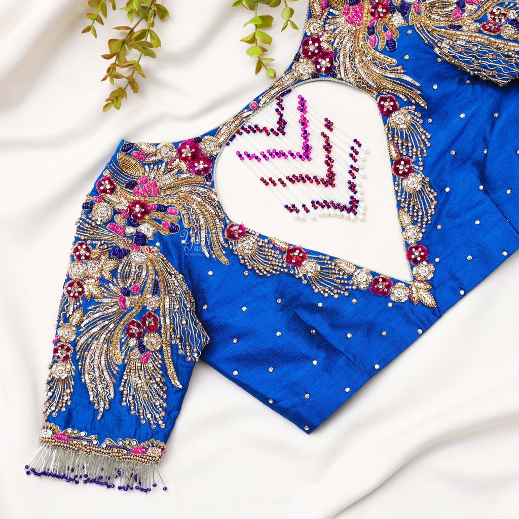Bridal blue blouse with a heart cut