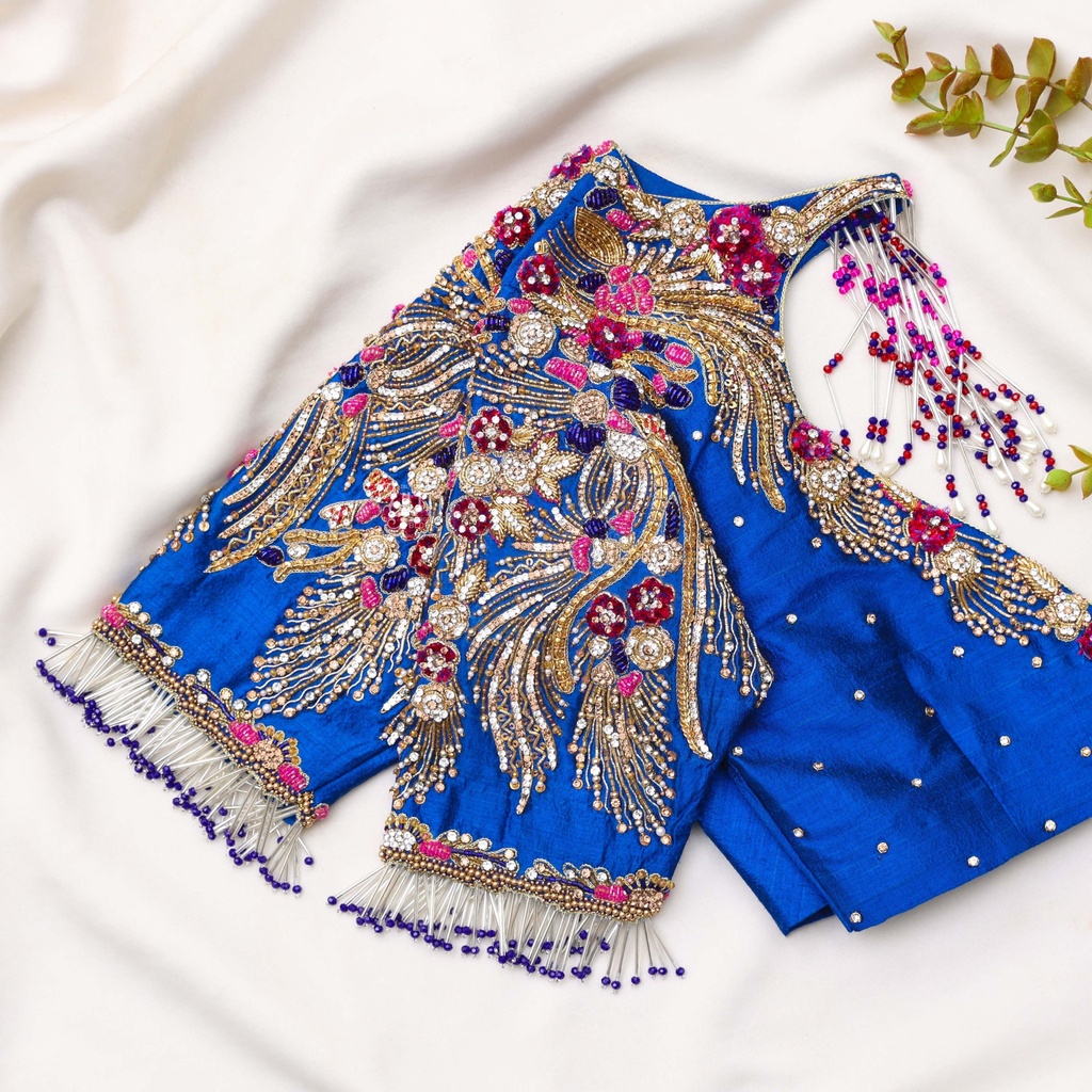 Bridal blue blouse with a heart cut