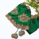 Bridal green blouse with a pair of gold embroidery work