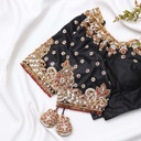 Black shade bridal blouse with a golden Embroidery work