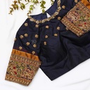 Black shade bridal blouse with a golden Embroidery work