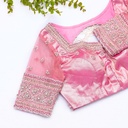 Bridal pink blouse with a warm white design