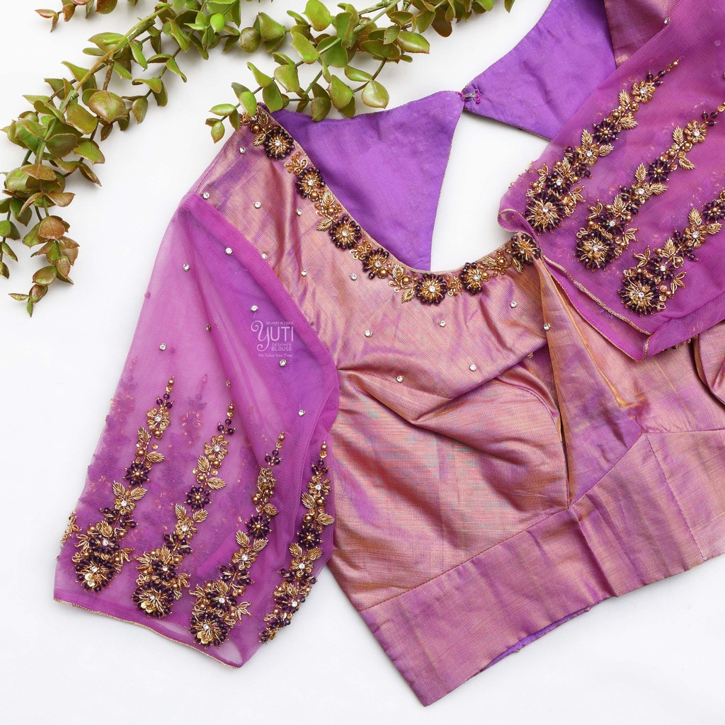 Faded Pink embroidery bridal blouse