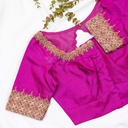 Steal the spotlight on your big day with our exquisite violet embroidery bridal blouse!