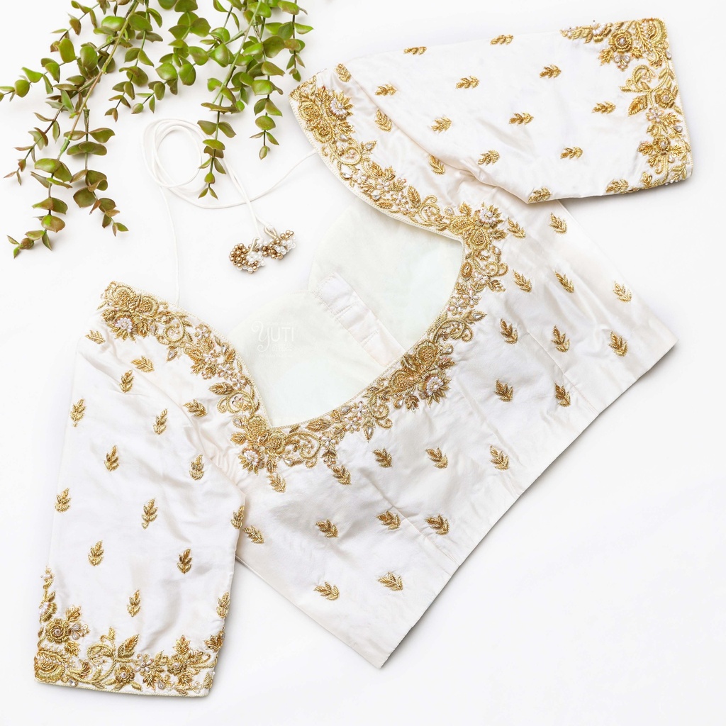 Soft Peach embroidery bridal blouse