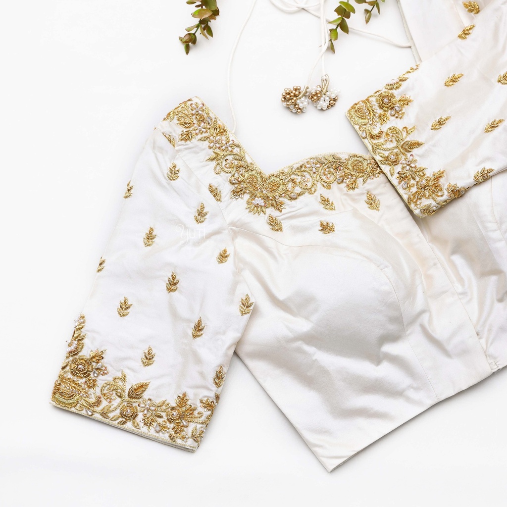 Soft Peach embroidery bridal blouse