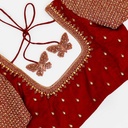 Maroon checked pattern bridal blouse
