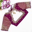 Purple Red  embroidery bridal blouse