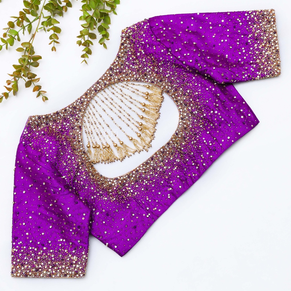 Vibrant Purple embroidery bridal blouse