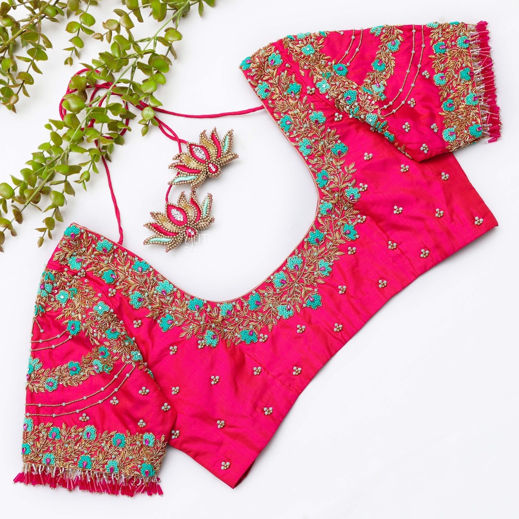 Introducing our stunning Dark Hot Pink Embroidery blouse