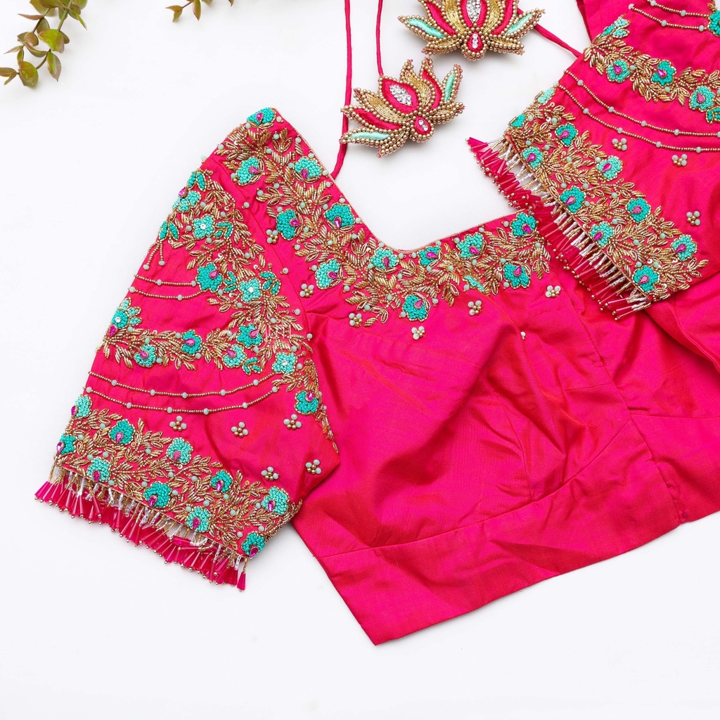 Introducing our stunning Dark Hot Pink Embroidery blouse