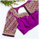 Introducing our stunning and sophisticated Vibrant Purple Embroidery blouse