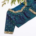 Dark Grey Blue hand embroidery bridal blouse